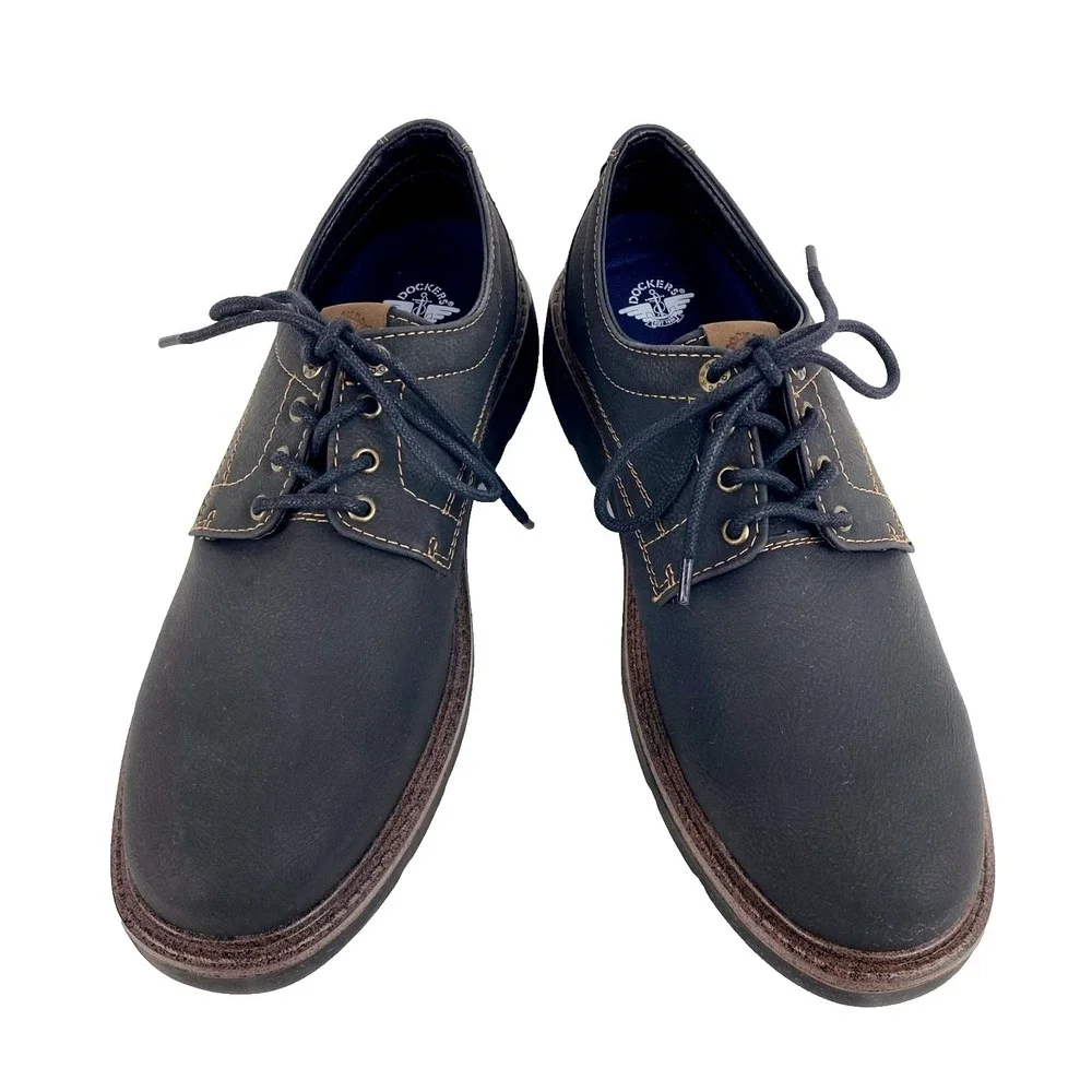 New Dockers Oxfords Men's 10 M Dark Gray / Black Lace Up Comfort Loafers Lace Up